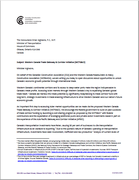 CCA WCR Letter to Minister Omar Alghabra